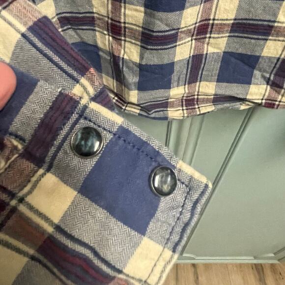 Guess Mens XL Plaid Black Pearl Snap Long Sleeve Western Style Shirt Embroidered - Picture 4 of 8